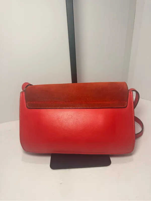 Chloé Faye Small Suede & Leather Crossbody Shoulder Bag – Red / Rust - Image 9