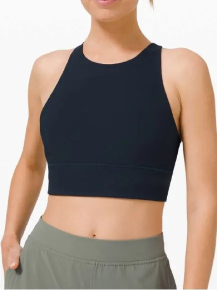 Lululemon Energy Bra High Neck Long Line Rib True Navy - Image 6