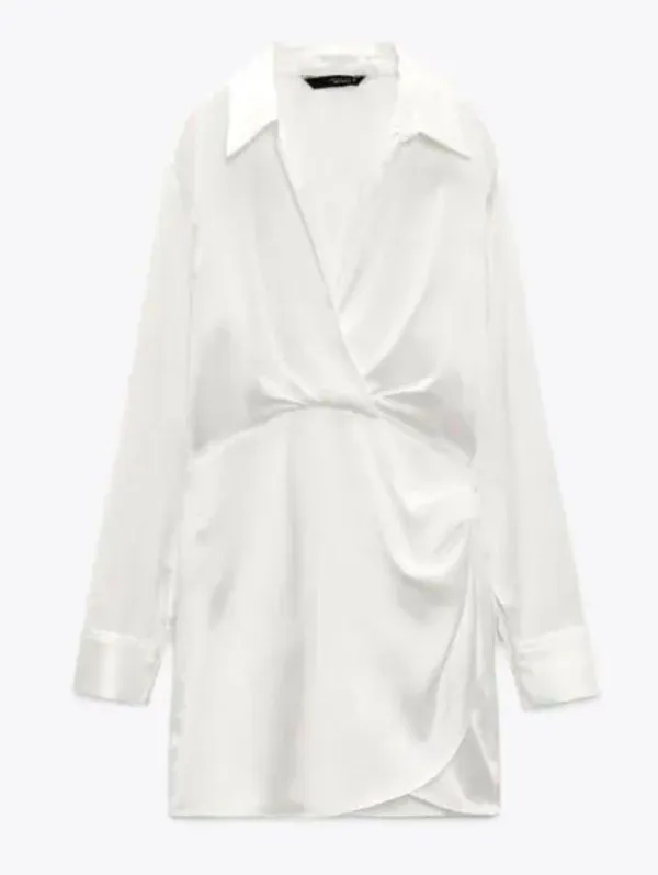 Zara Satin Effect Mini Party Coctail Date Shower Wedding Night Out Long Sleeve dress - Image 13