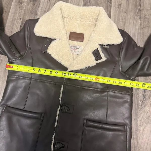 Aritzia Instant Funk Espresso Brown Leather Shearling jacket coat - Image 5