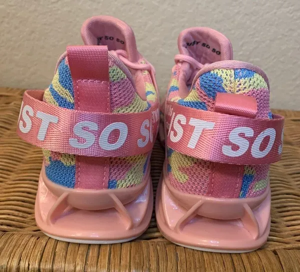 NWOT Just So So Pink Multicolor Logo Athletic Running Shoes Size 41 - Image 7