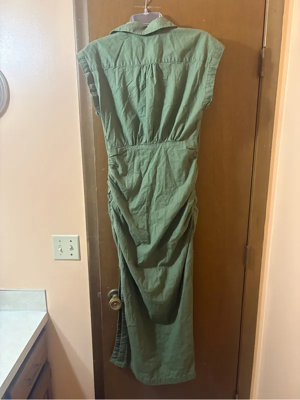 Anthropologie green linen blend maxi shirtdress - Image 4