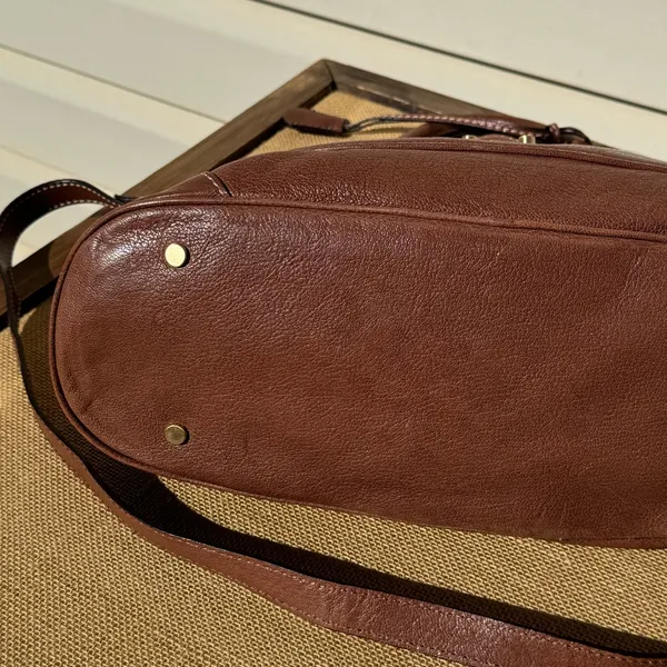Talbots Rich Brown Leather Satchel with Gold Hardware - Image 5