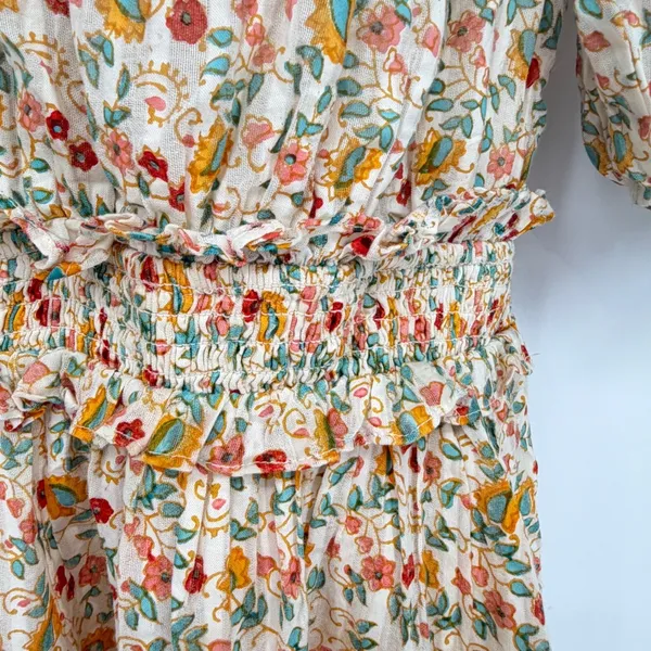 Cleobella‎ Dallas Floral Print Mini Dress Womens XS Cream Boho Feminine Coquette - Image 6