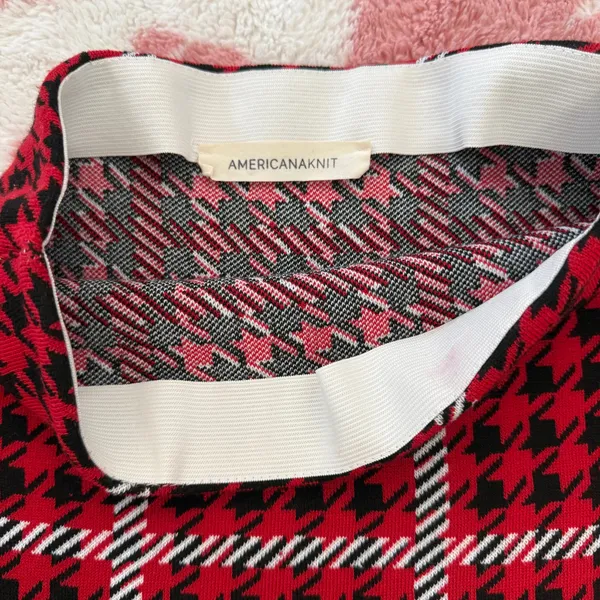 🔥 Y2K Red Houndstooth Plaid Knit Tube Mini Dress / Mini Skirt 🔥 Strapless Bodycon Coquette McBling Holiday Baddie - Image 5