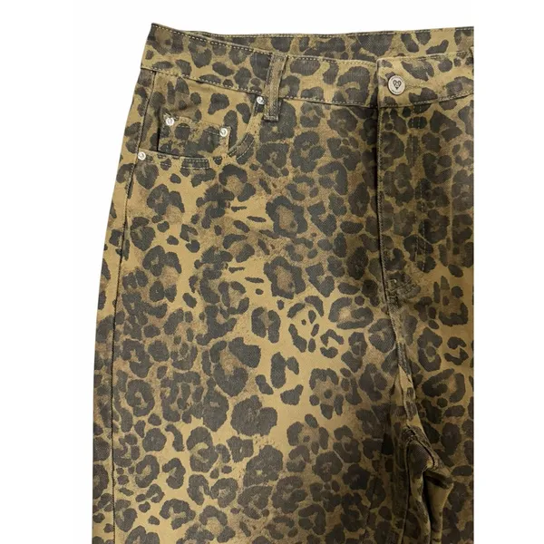 AELFRIC EDEN Jeans Denim Leopard Print Brown‎ Camo Baggy Wide Leg Unisex Size 34 - Image 7