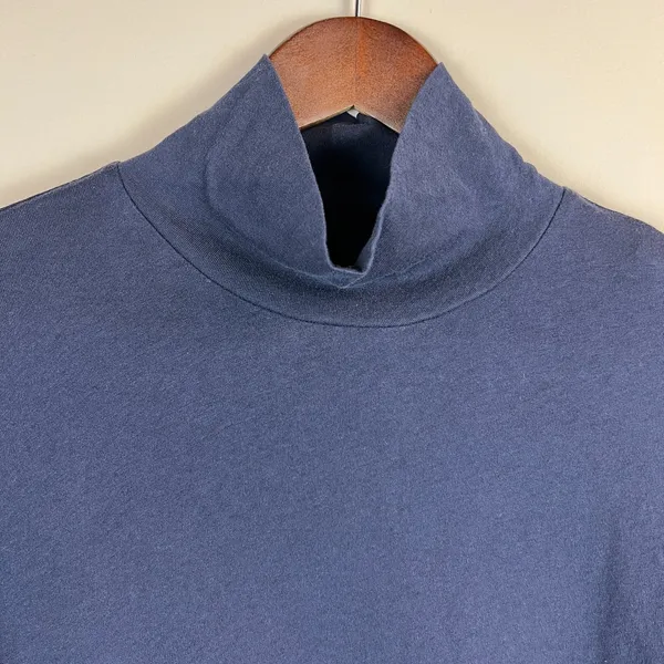 J Crew Tissue Crepe Turtleneck Top Womens L‎ Navy Long Sleeve Minimalist Preppy - Image 3