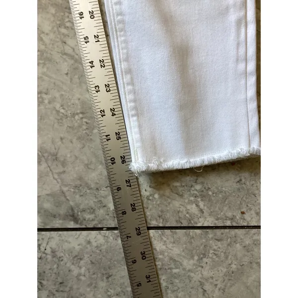 True Religion Cora Mid Rise Straight Distressed White Jeans Womens 28 Raw Hem - Image 9