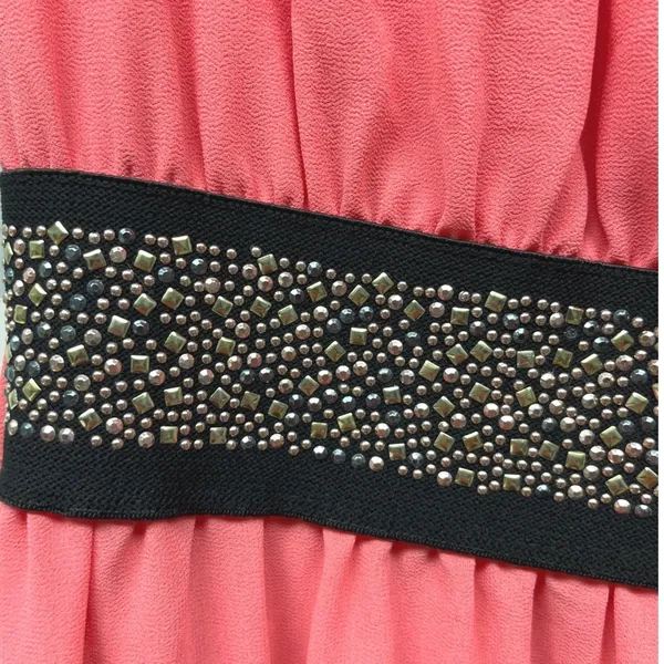 Unbranded Womens Maxi Dress Size 6 Pink Embellished Waist Sleeveless Sundress - Image 4