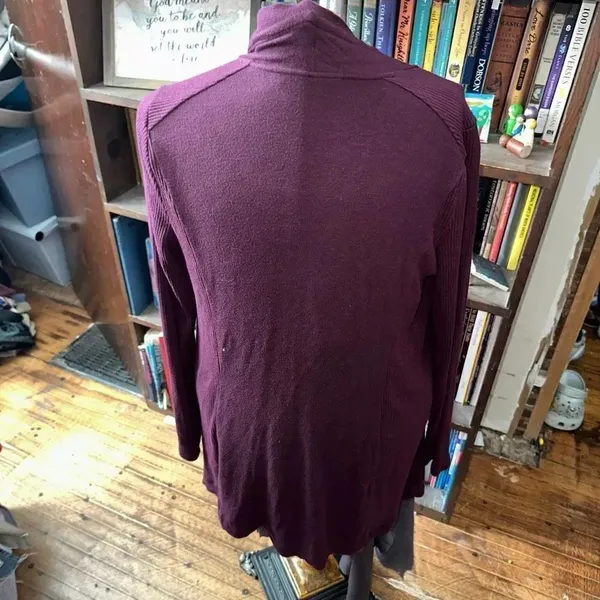 White House Black Market plum drape S long cardigan - Image 2