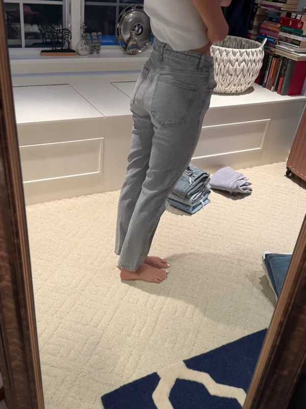 Zara Grey Distressed Straight Leg Jeans Size 4 - Image 2