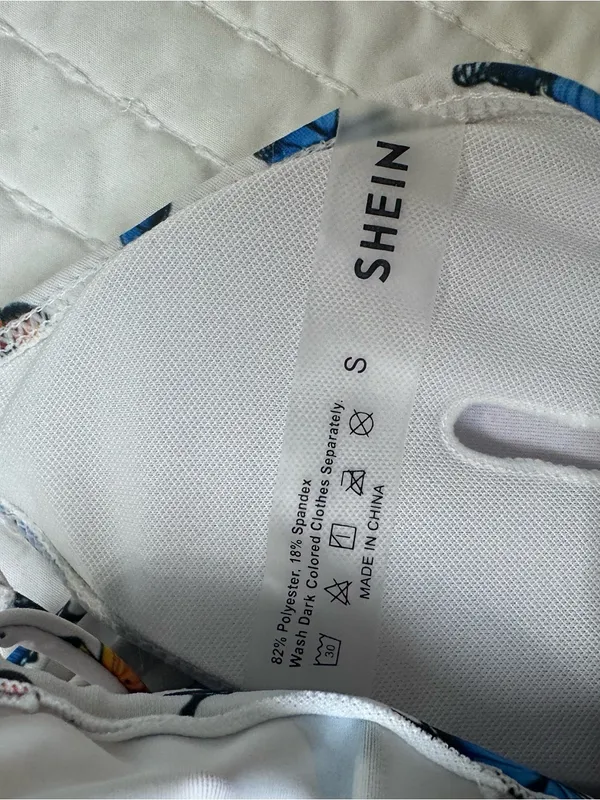 SHEIN White Bikini Set of Two with Blue & Orange Butterfly Print Size S - Image 5