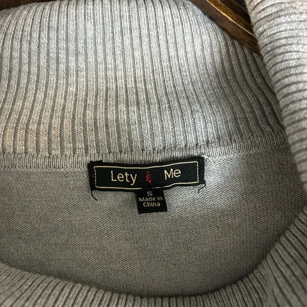 Light Gray Cowl Neck Sweater with Ribbed Paneling - Lety & Me - Image 3