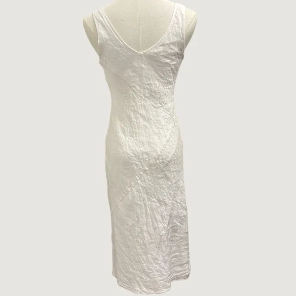 Amanda Uprichard Clarisse Dress White Linen Midi Keyhole Preppy Coastal Small - Image 3