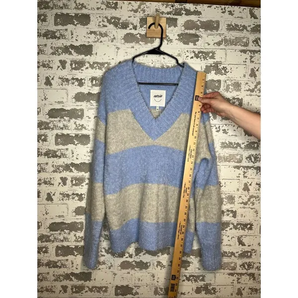 Aerie | women striped fuzzy vneck sweater - Image 5