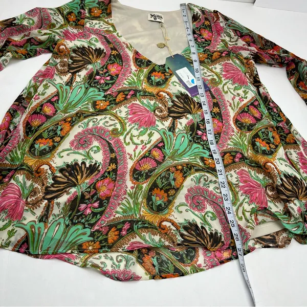 Show Me Your Mumu Mal Top Pink Green Paisley Womens Size Small Long‎ Sleeve NEW - Image 9
