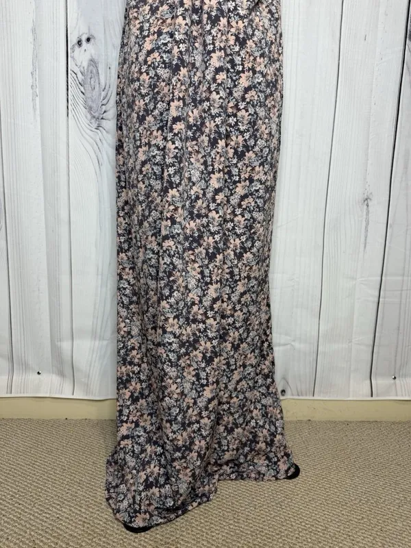 LoveStitch Long Floral Maxi Dress Sz L Pockets Purple Pink Racerback Beach - Image 9