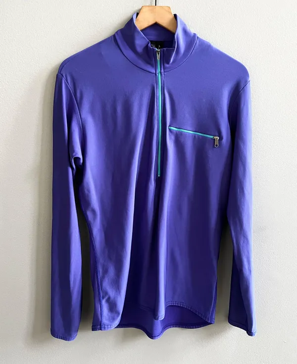 Patagonia Rare Vintage 1/2 Zip Pullover Base Layer Purple Teal Zipper Size Large - Image 2