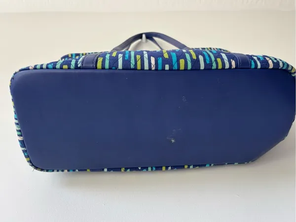 Vera Bradley Trimmed Laptop Tote Katalina Showers Blue Green Shoulder Bag Travel - Image 5
