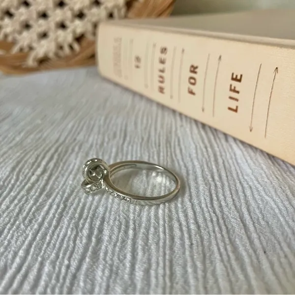 Love Knot Silver Diamond Ring Vintage Bow Pave Inset Promise Engagement Classic Jewelry - Image 7