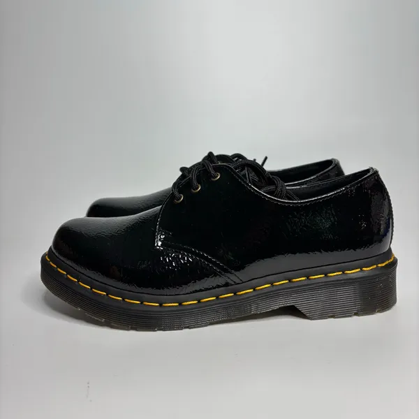 Dr. Martens 1461 Women's Leather Oxford Shoes in Black Distressed Patent - Image 2
