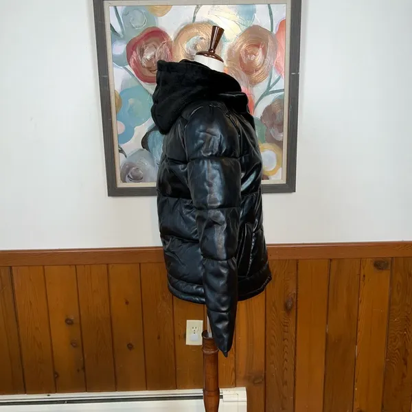 Super Cool How Dare U Faux Leather Parka! Size L - Image 4