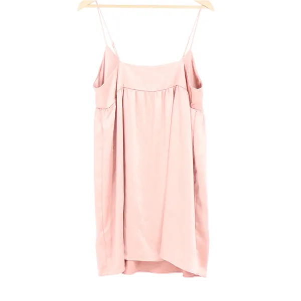 Things Between Mauve Pink Silky Slip Dress Empire Waist Mini L - Image 6