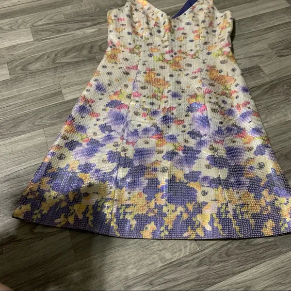 Adrianna Papell Floral Tank Top V-Neck Sleeveless Dress; size 4 - Image 2