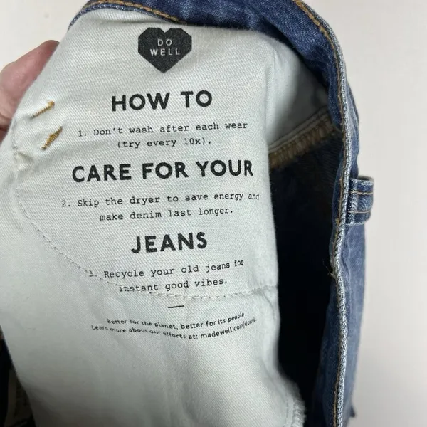 Madewell, New, Rigid Denim Straight Destructed Mini Jean Denim‎ Skirt, Size 28 - Image 6