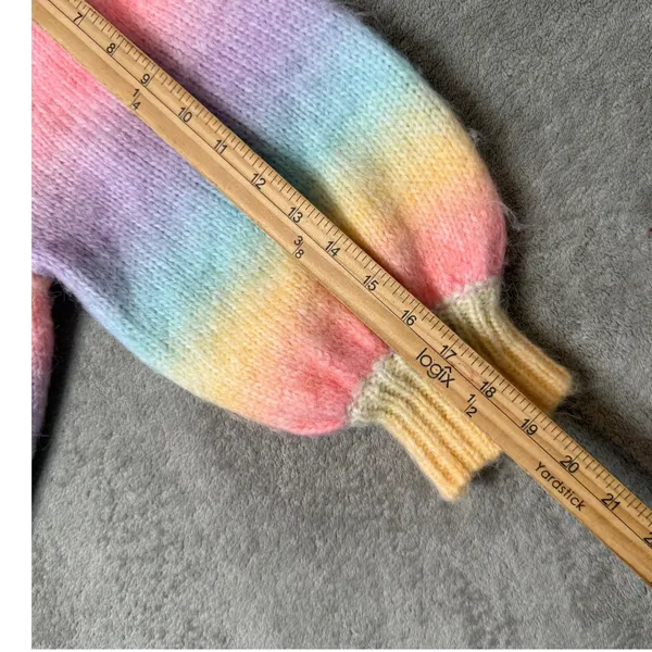VICI Pastel Rainbow Fuzzy Crop Sweater Puff Sleeve‎ Dopamine Kawaii Kidcore Sz M - Image 12