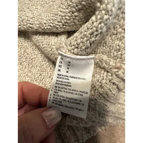 American Eagle Cropped Mock Turtleneck Sweater Women's Size Medium Neutral - Image 5