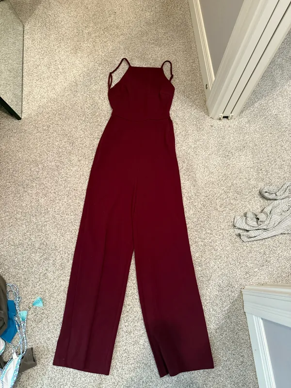 Lulus Maroon Jumpsuit Open Back - Image 2