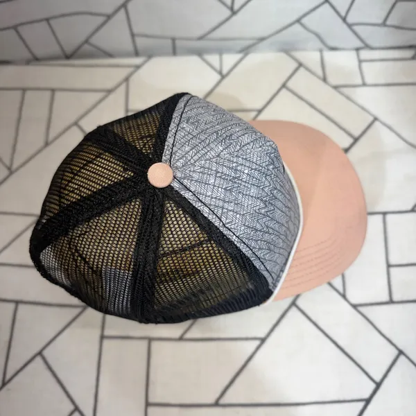 Prana Trucker Hat OS Peach Grey Black Shine Moon Snapback Mesh Cap‎ - Image 3