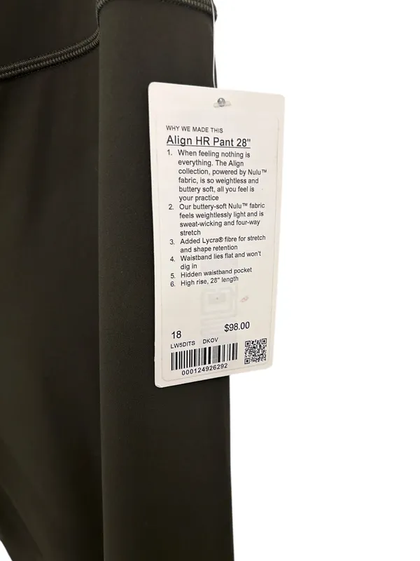 Lululemon NWT Align HR Pant 28” Dark Olive Size 18 Authentic ( SOLD OUT) - Image 6