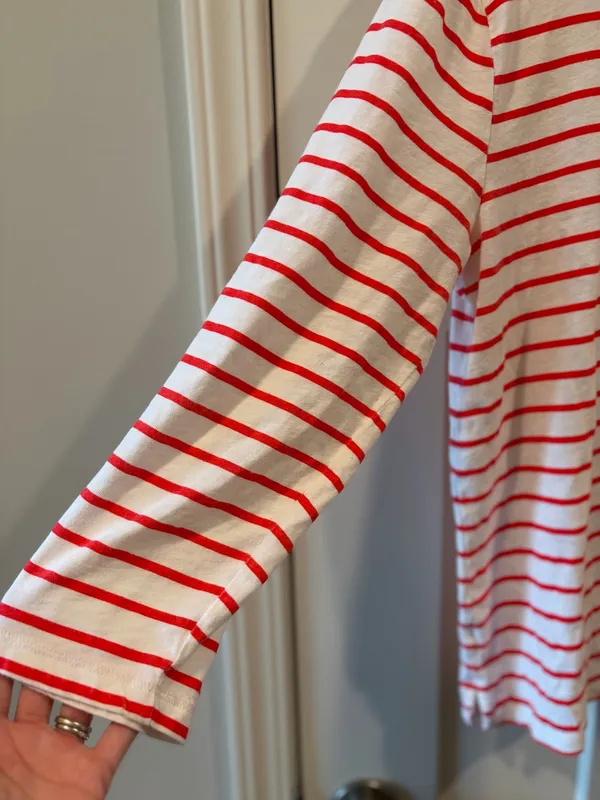 J. Crew Red Striped 3/4 Sleeve Shirt - Image 5