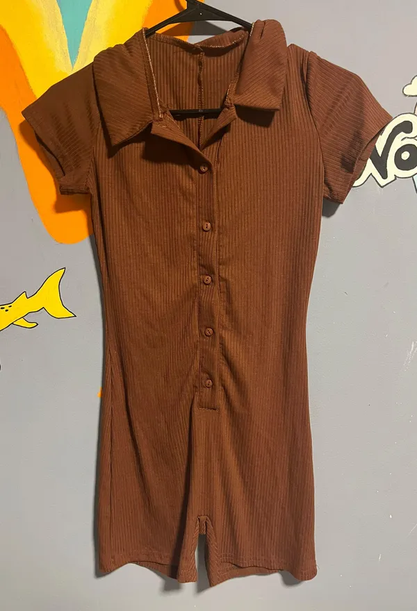 Brown Bodycon Romper Bodysuit - Image 5