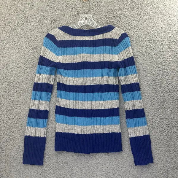 NWT Aeropostale Striped V Neck Knit‎ Sweater Angora Rabbit Retro Y2K Women Small - Image 2