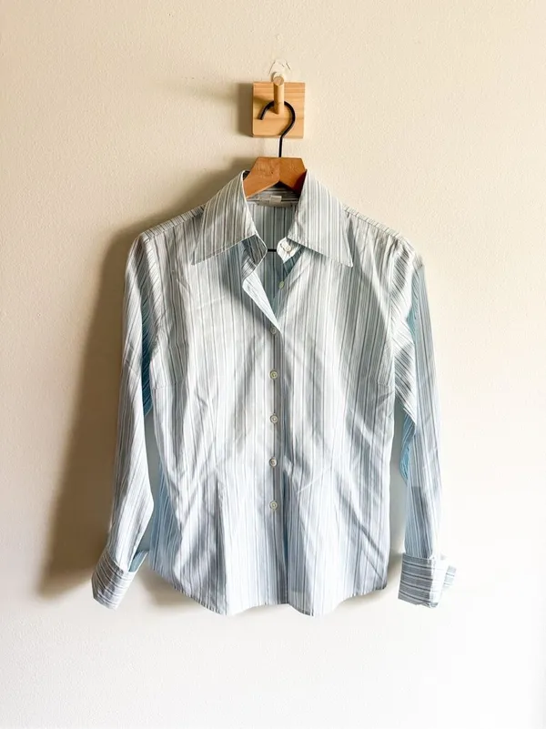 Faconnable Blue Stripe Tailored Shirt Size S Blue - Image 4