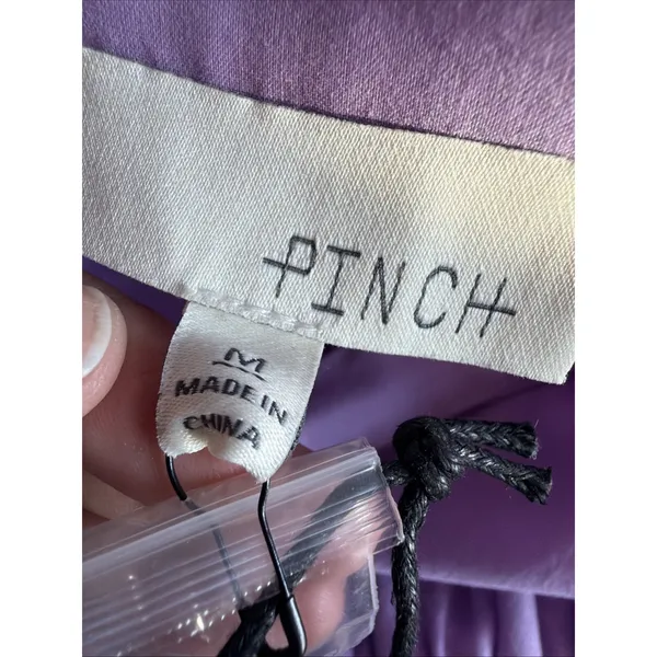 Pinch Mini Dress Womens Med Purple Pleated Puff Sleeve Boho Preppy smocked NWT - Image 15