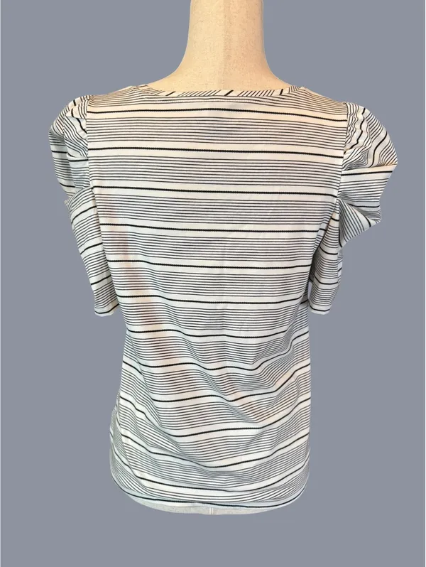 Anne Klein Striped Puff Sleeve Top Size M - Image 2