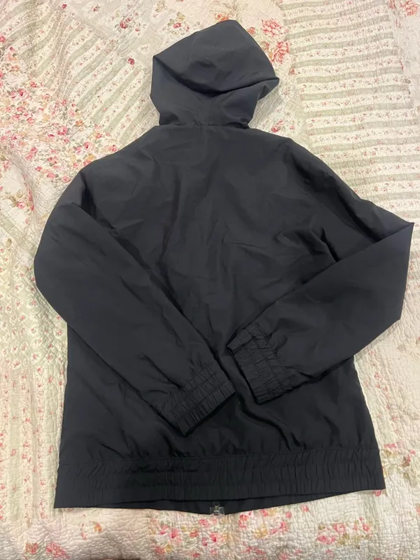Reebok Black Hooded Windbreaker with White Piping - Image 2