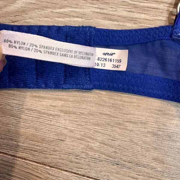 Aerie Pretty Luxury Blue Medium M Sequin Bra Bow‎ Accent Adjustable Straps - Image 6
