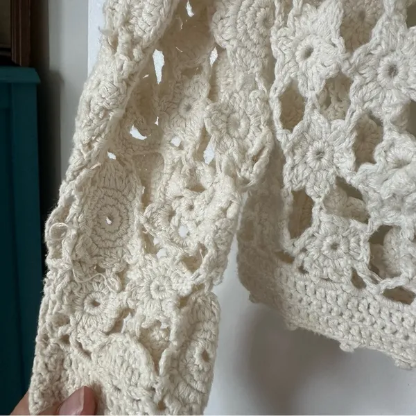 Express Tricot Vintage Crochet Long Sleeve Cotton Blend Top Womens Large Boho - Image 2
