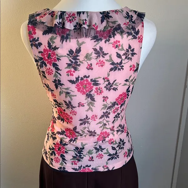Anthropologie’s Maeve New Tie Front Floral Ruffle Lace V-Neck Pink Women's Top - Image 5