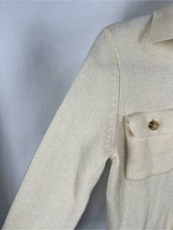 Spartina 449 Knit Polo Cardigan Seawool Cashmere Blend Cream Size S - Image 7