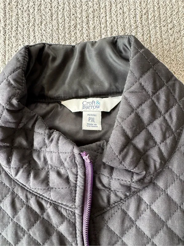 Vintage Croft & Barrow Purple and Black Quilted Fleece Vest Sz XL Petite - Image 4