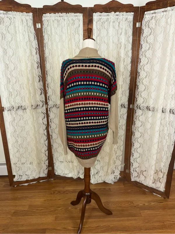 Super Cute Vintage 90s Together Striped Open-Front Dolman Sweater Cardigan - Image 5