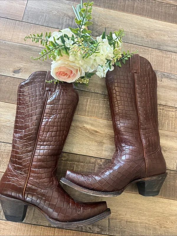 Idyllwind Brown Croc boots - Image 4