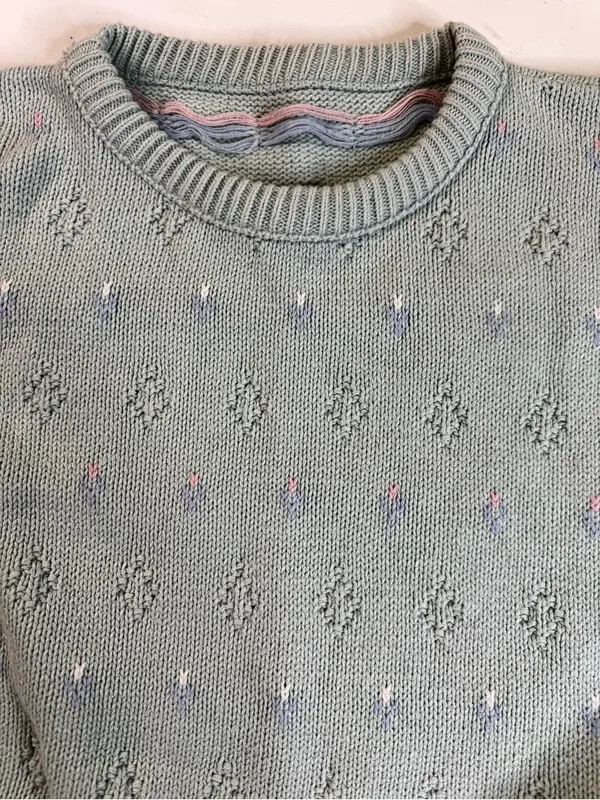Vintage Mint Green Floral SweaterSweater - Image 2