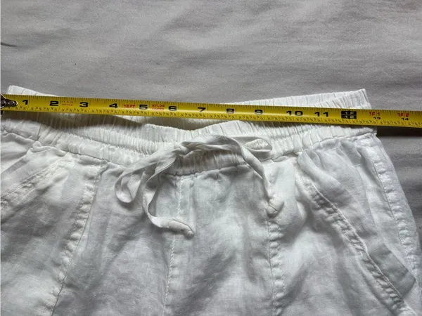 Magaschoni White 100% Linen Cargo Jogger Pants Size S Drawstring - Image 5